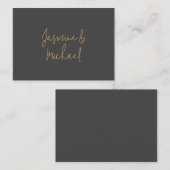 Mooie chique kalligrafie paar namen grijs en goud notitiekaartje (Voorkant / Achterkant)
