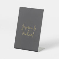 Mooie chique kalligrafie paar namen grijs en goud
