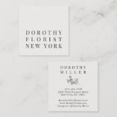 Mooie chique witte elegante minimalistische bloemi vierkante visitekaartje (Voorkant / Achterkant)