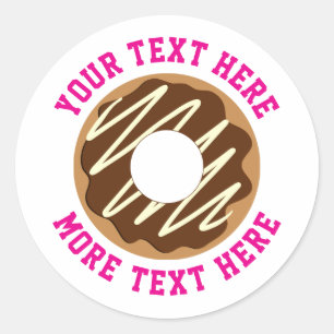 Mooie chocolade donut met ijs aangepast ronde sticker