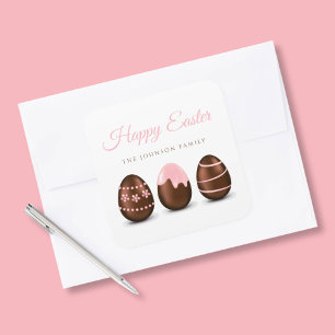 Mooie Chocolade Eieren Gelukkig Pasen Vierkante Sticker