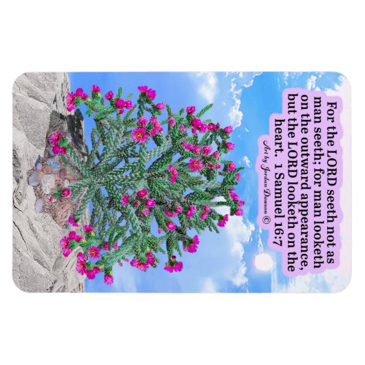 Mooie Cholla Cactus Schrift 1 Samuel 16:7 Magneet (Horizontaal)