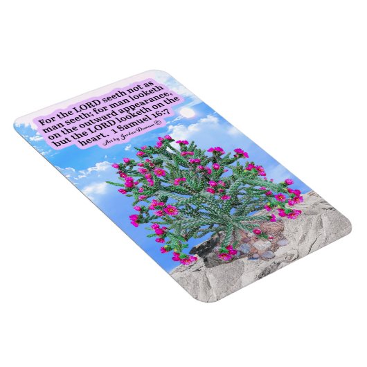 Mooie Cholla Cactus Schrift 1 Samuel 16:7 Magneet (Rechterzijde)