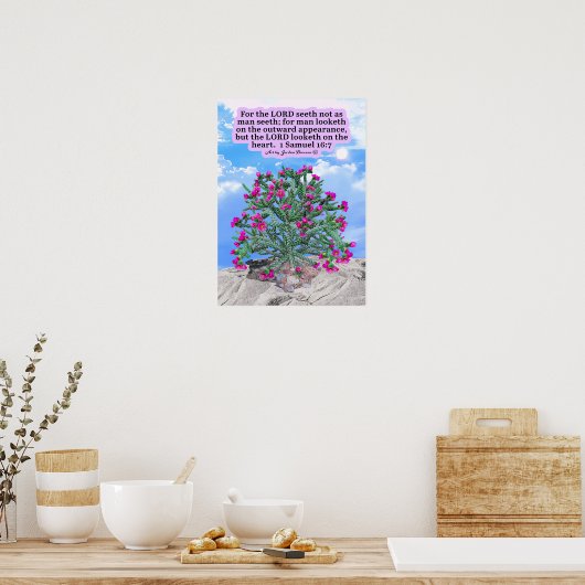 Mooie Cholla Cactus Schrift 1 Samuel 16:7 Poster (Keuken)