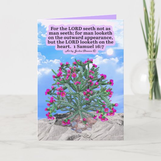 Mooie Cholla Cactus Schriftuur 1 Samuel 16:7 Kaart (Voorkant)