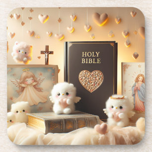 Mooie Christelijke bijbel met kleine engeltjes Bier Onderzetter