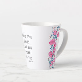 Mooie Christelijke Bijbel Verse Psalm 56:3 Bloemen Latte Mok
