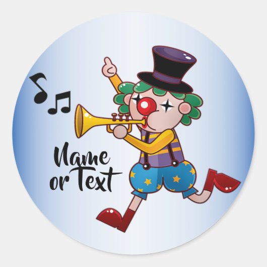 Mooie Circus Clown Music Ronde Sticker (Voorkant)