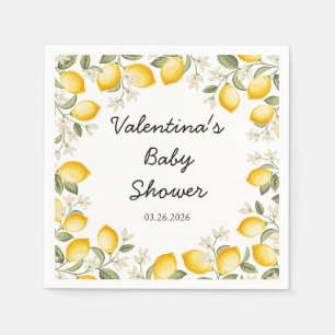 Mooie Citroen Citrus Vrucht Zomer Baby Shower Vier Servet