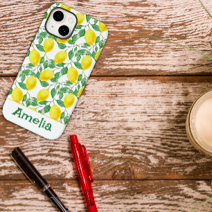 Mooie citroengele patroonnaam Case-Mate iPhone 14 hoesje