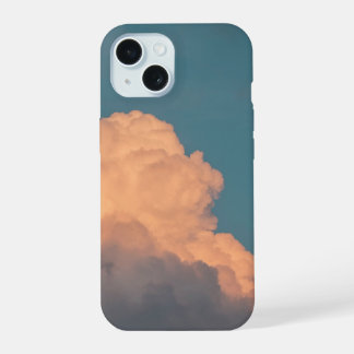 Mooie Cloud Telefoon Case (Blauwgroen/Oranje) iPhone 15 Hoesje