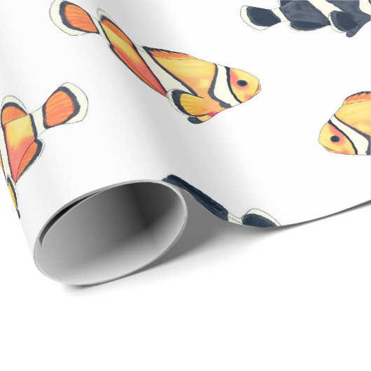 Mooie Clown Vis Schilderen Zwart en Geel Cadeaupapier (Rol Hoek)