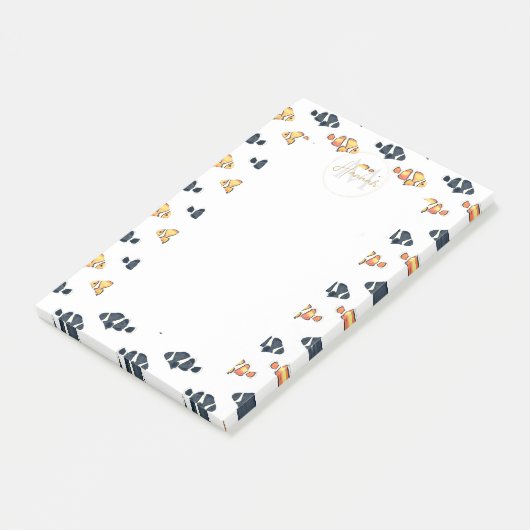 Mooie Clown Vis Schilderen Zwart en Geel Post-it® Notes (Schuin)