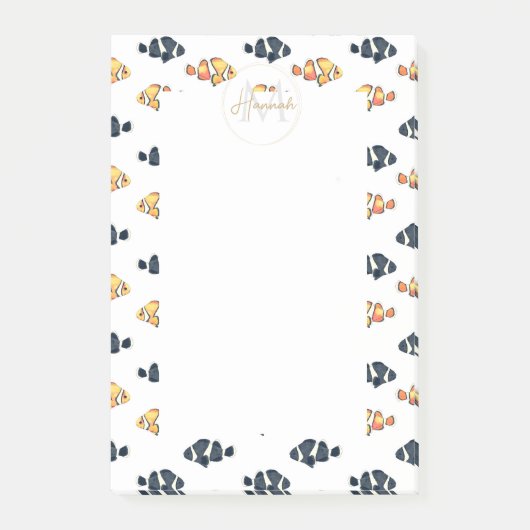 Mooie Clown Vis Schilderen Zwart en Geel Post-it® Notes (Voorkant)