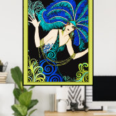 Mooie Colorful Art Deco Lady Poster (Thuiskantoor)