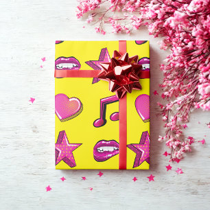 Mooie comic book stijl kus ster muziek hart cadeaupapier