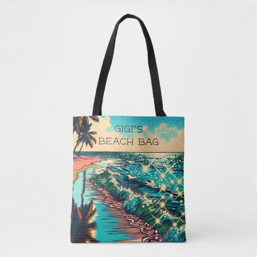 Mooie Comic Pop Art Style Beach Scene Draagtas (Voorkant)