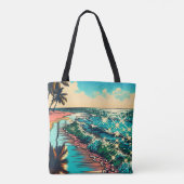 Mooie Comic Pop Art Style Beach Scene Draagtas (Achterkant)