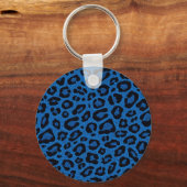 Mooie, coole blauwe luipaardehuid, glittereffecten sleutelhanger (Voorkant)