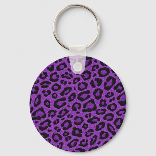 Mooie, coole paarse leopardereffecten sleutelhanger (Voorkant)