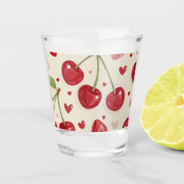 Mooie Coquette Kersen en Rode Lint Strikken Naadlo Shot Glas