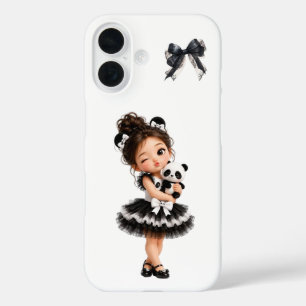 Mooie Coquette Meisje Zwarte Strik Panda iPhone Ho 16 Hoesje