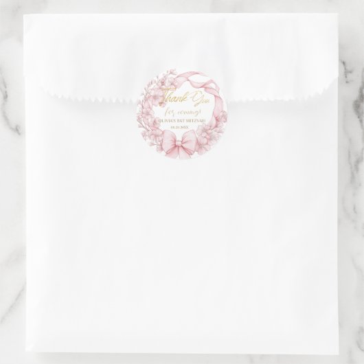 Mooie Coquette Roze Lint Bows Bat Mitswa Ronde Sticker (Tas)