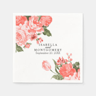 Mooie Coral Floral Flowers Napkins Servet