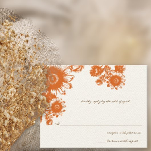 Mooie Coral  Flower Wedding RSVP Kaart