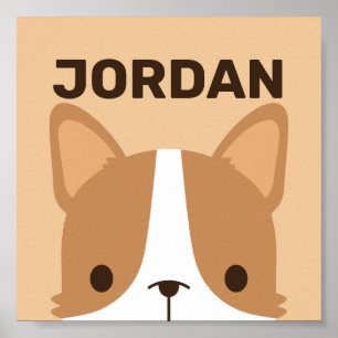Mooie Corgi-hond met poster met gepersonaliseerde