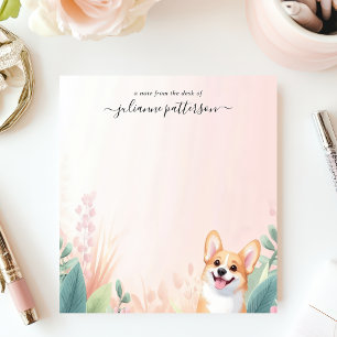 Mooie Corgi Hond Tropisch Gebladerte Gepersonalise Notitieblok