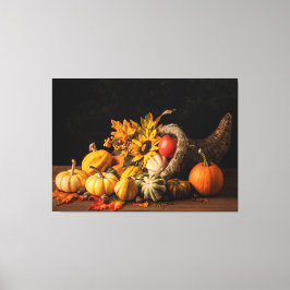 Mooie cornucopia gevuld met navelgans canvas afdruk