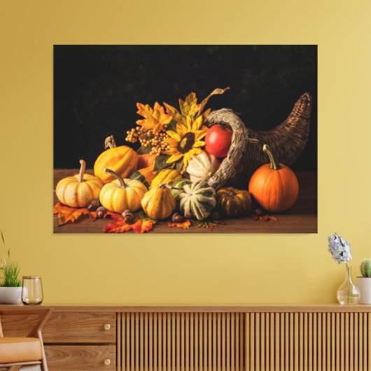 Mooie cornucopia gevuld met navelgans canvas afdruk (Insitu (Woonkamer))