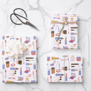 Mooie Cosmetische Make-up Patroon Inpakpapier Vel
