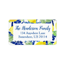 Mooie Country Chic Lemons & Blue Floral Etiket