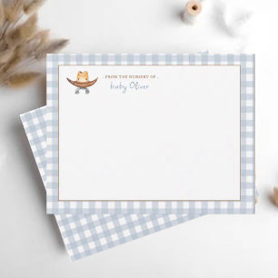 Mooie Cowboyhoed Blauw Gingham Persoonlijk Bedankkaart