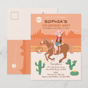 Mooie cowgirl en paard verjaardagsfeestje uitnodiging briefkaart