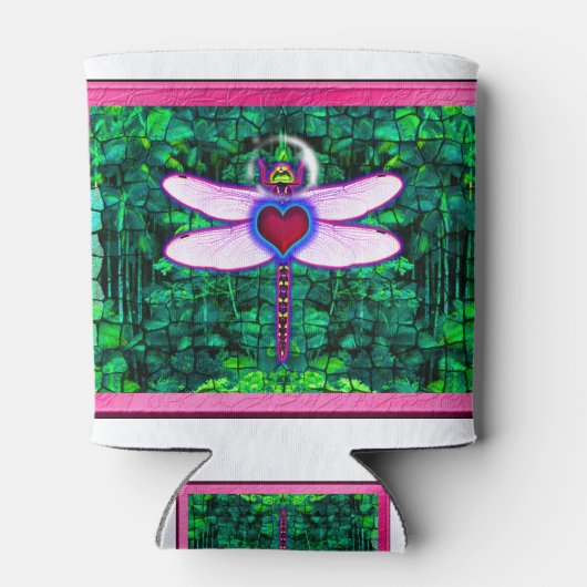 Mooie "Crackel Framed Dragonfly" Artwor Blikjeskoeler (Achterkant)