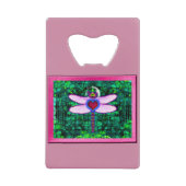 Mooie "Crackel Framed Dragonfly" Artwor Kredietkaart Flessenopener (Voorkant)