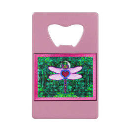 Mooie "Crackel Framed Dragonfly" Artwor Kredietkaart Flessenopener
