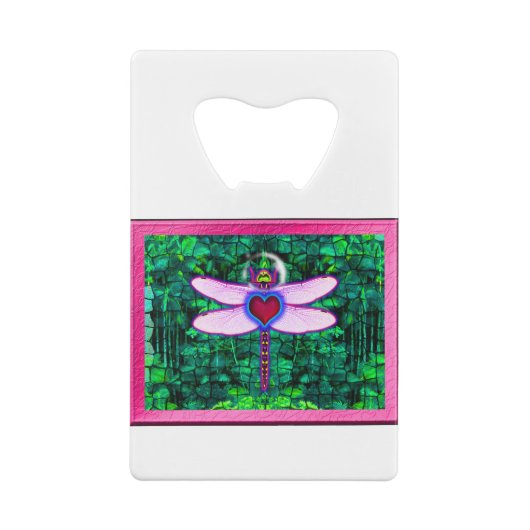 Mooie "Crackel Framed Dragonfly" Artwor Kredietkaart Flessenopener (Achterkant)