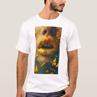 Mooie creatieve glanzende gele lippen T-shirt