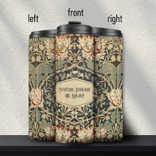 Mooie Crème Art Nouveau Bloemendamask Naam Thermosbeker