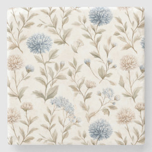 Mooie Crème Blauwe Bloemen Stenen Onderzetter