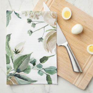 Mooie Crème Bloemige Botanische Theedoek