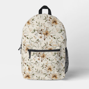 Mooie Crème Witte Bloemen Bedrukte Rugzak