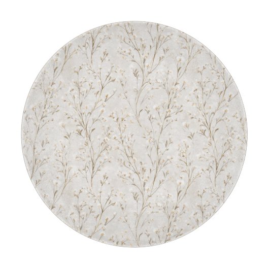 Mooie Crème Witte Bloemen Snijplank (Voorkant)