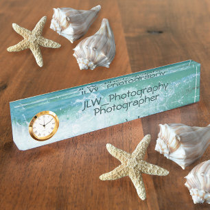 Mooie Cresting Ocean Wave Blue en White Naambordje