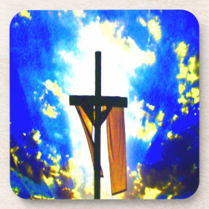Mooie Cross Blue en Yellow Sky Bier Onderzetter
