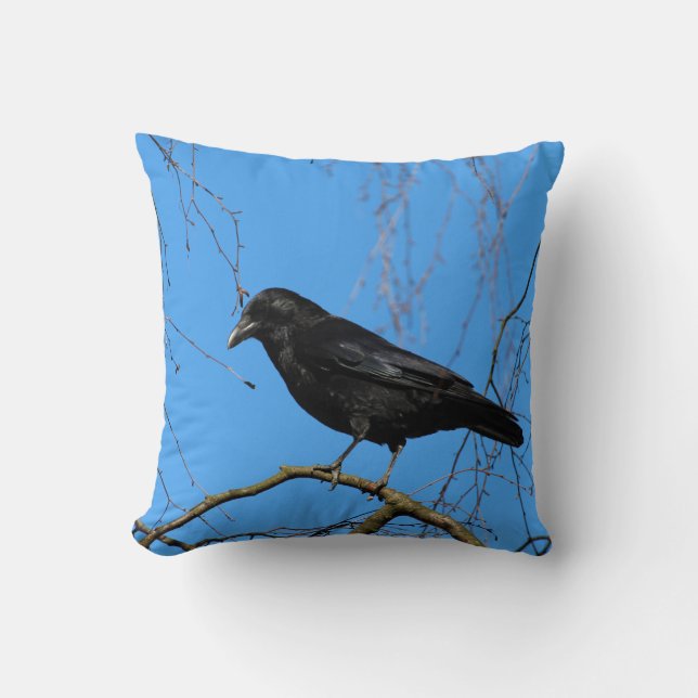 Mooie Crow op Perch in een Sierkussen (Voorkant)